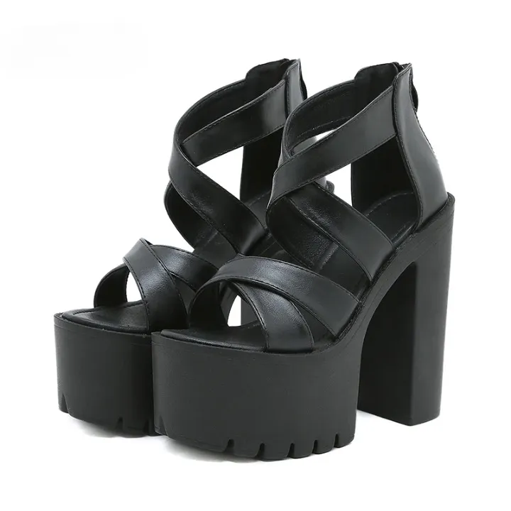 Joskaa 2024 New Chunky Heeled Strappy Sandals