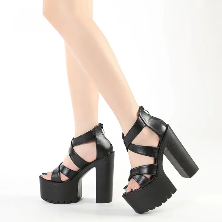 Joskaa 2024 New Chunky Heeled Strappy Sandals