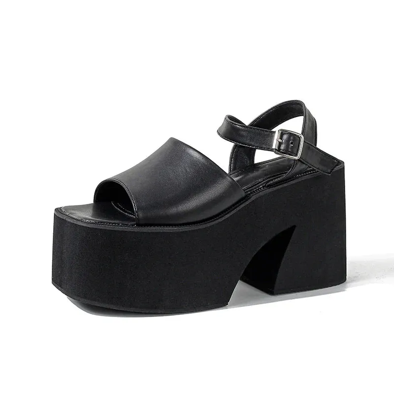 Joskaa 2024 New Chunky Sandals Ankle Buckle