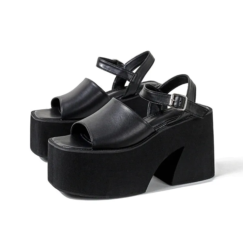 Joskaa 2024 New Chunky Sandals Ankle Buckle