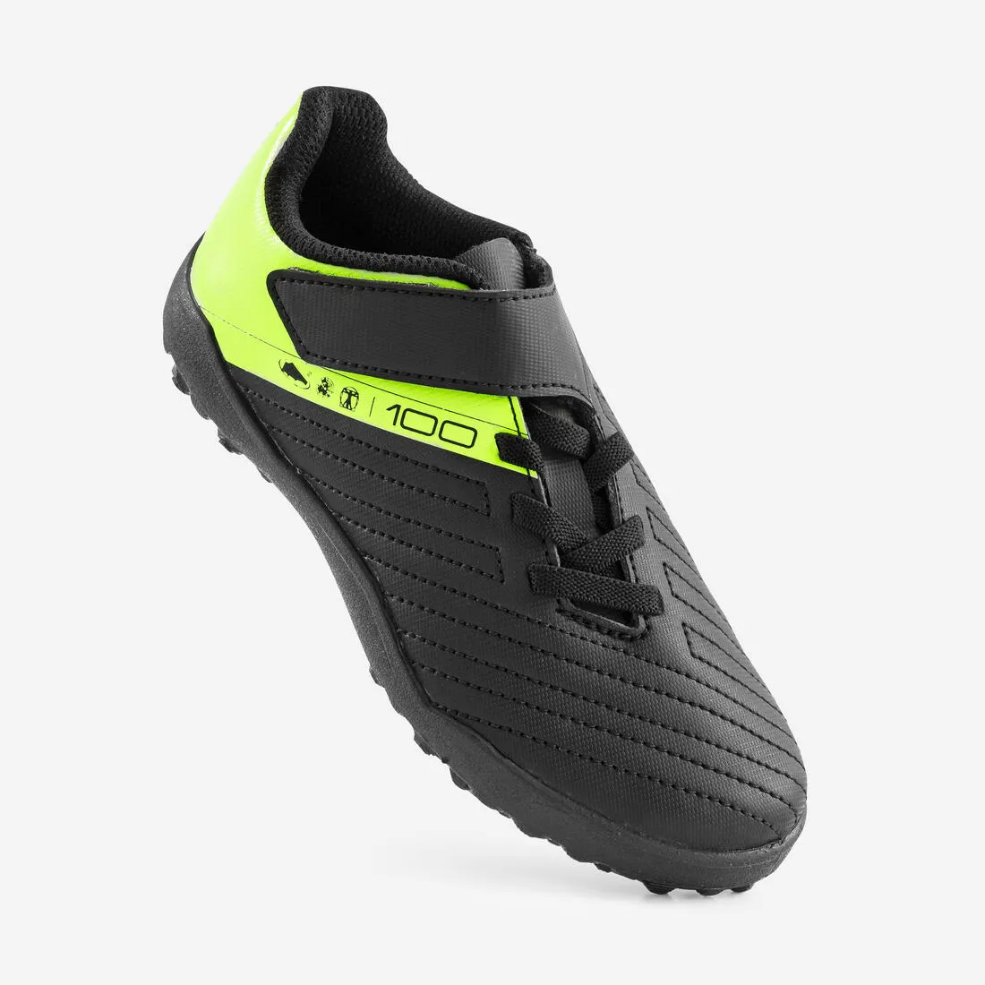 Kipsta 100 Easy Kid's Soccer Boots - Turf - Rip-Tab - Black/Yellow