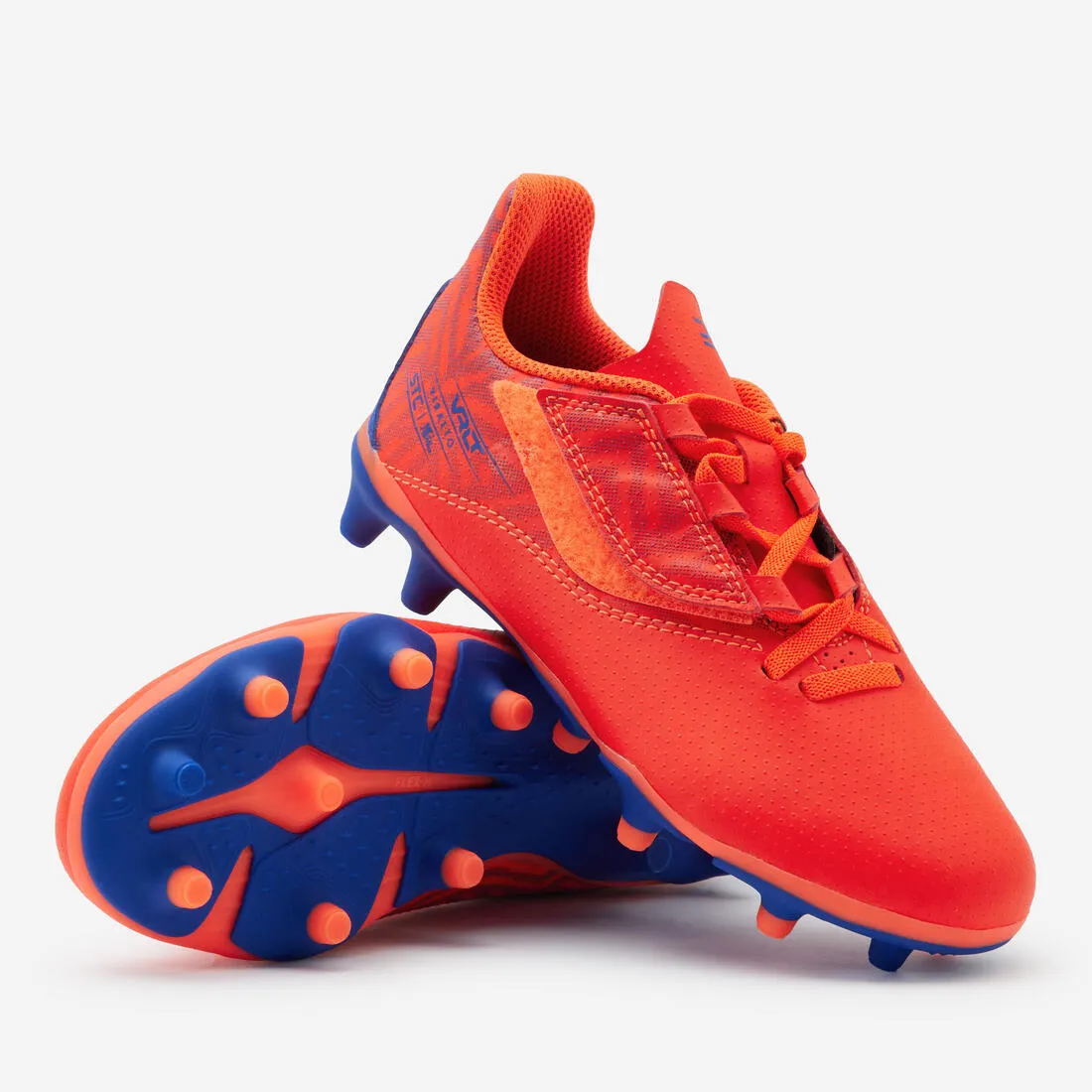 Kipsta Viralto I Easy FG Kid's Soccer Boots - Dry Ground - Rip-tab - Orange/Blue