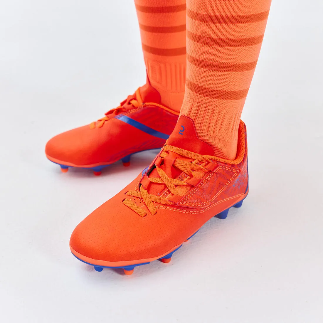 Kipsta Viralto I Easy FG Kid's Soccer Boots - Dry Ground - Rip-tab - Orange/Blue