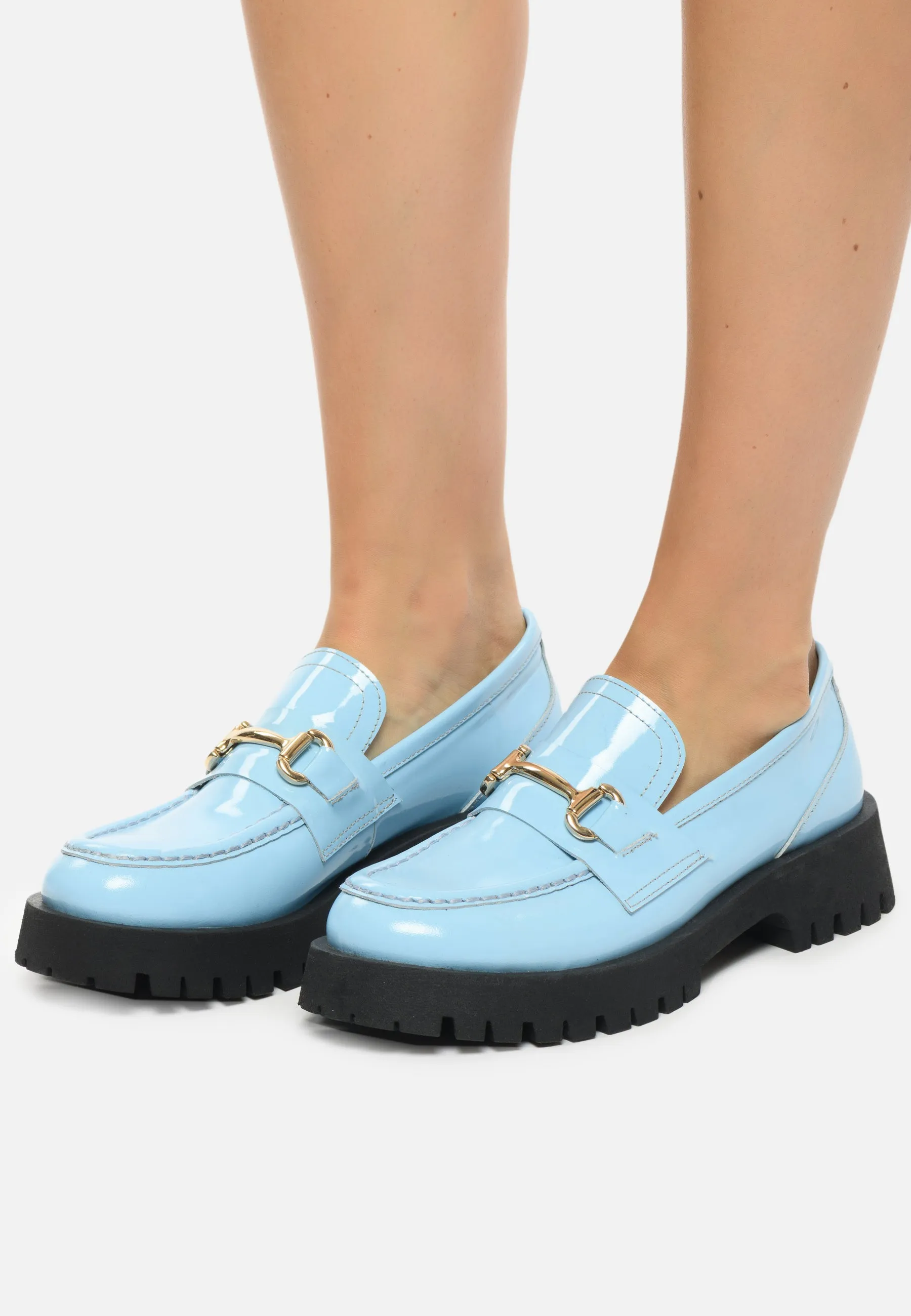 Luxe Glide Gold-Bit Loafers Josephine - Blue