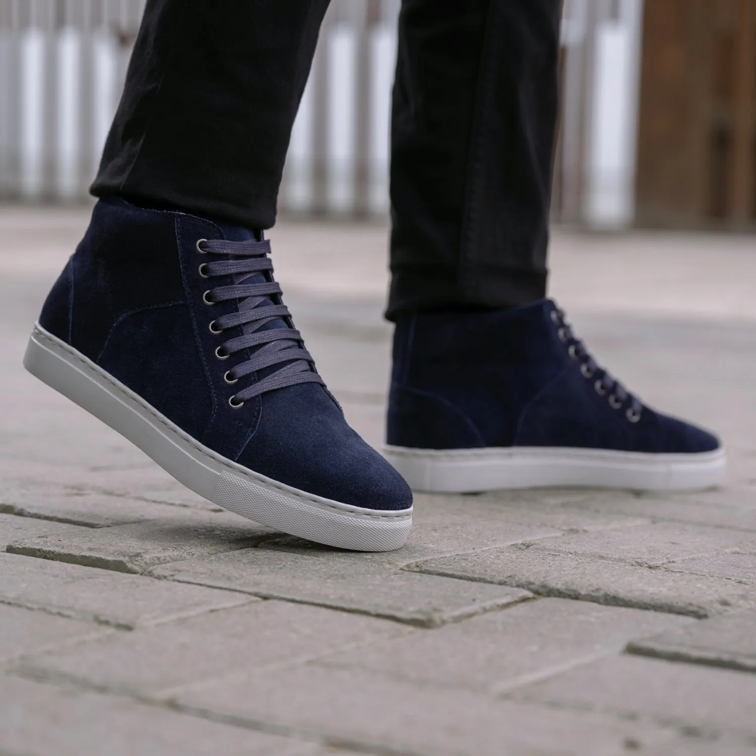 Marty High Top Blue Suede Leather Sneakers