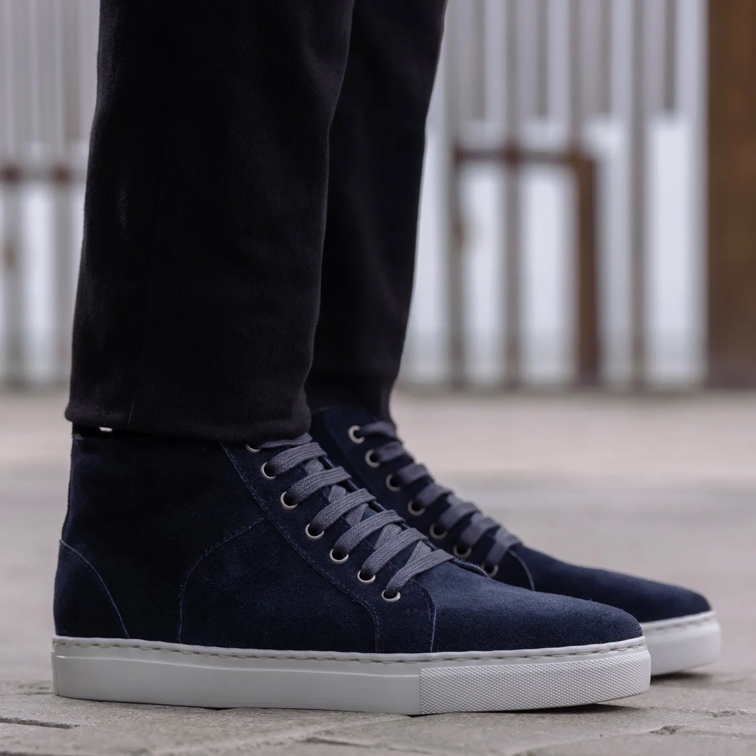 Marty High Top Blue Suede Leather Sneakers