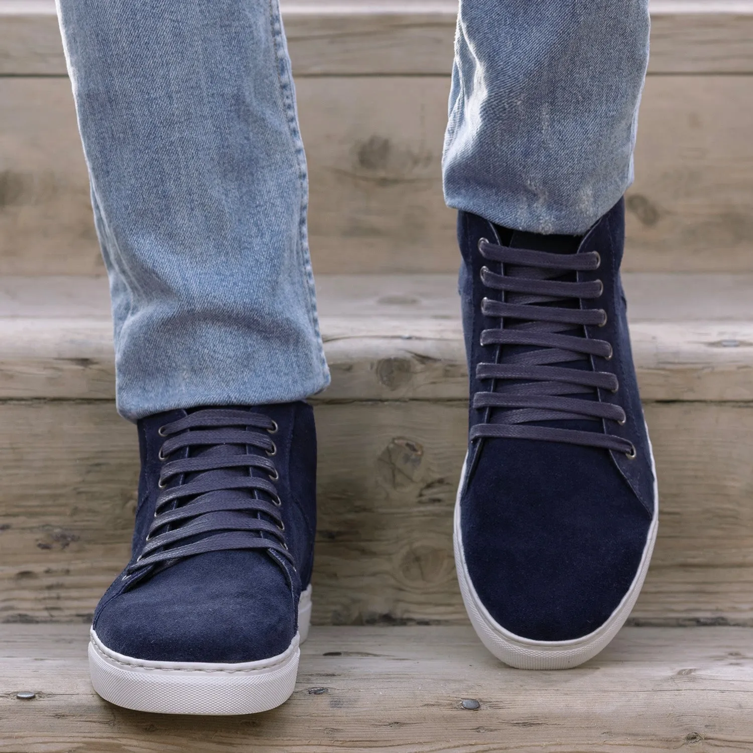 Marty High Top Blue Suede Leather Sneakers