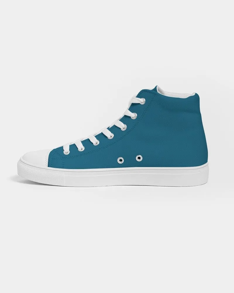 Medium Dark Cyan Men's High-top Canvas Sneakers | Men's | Medium Dark Pure Cyan | C100M0Y0K60