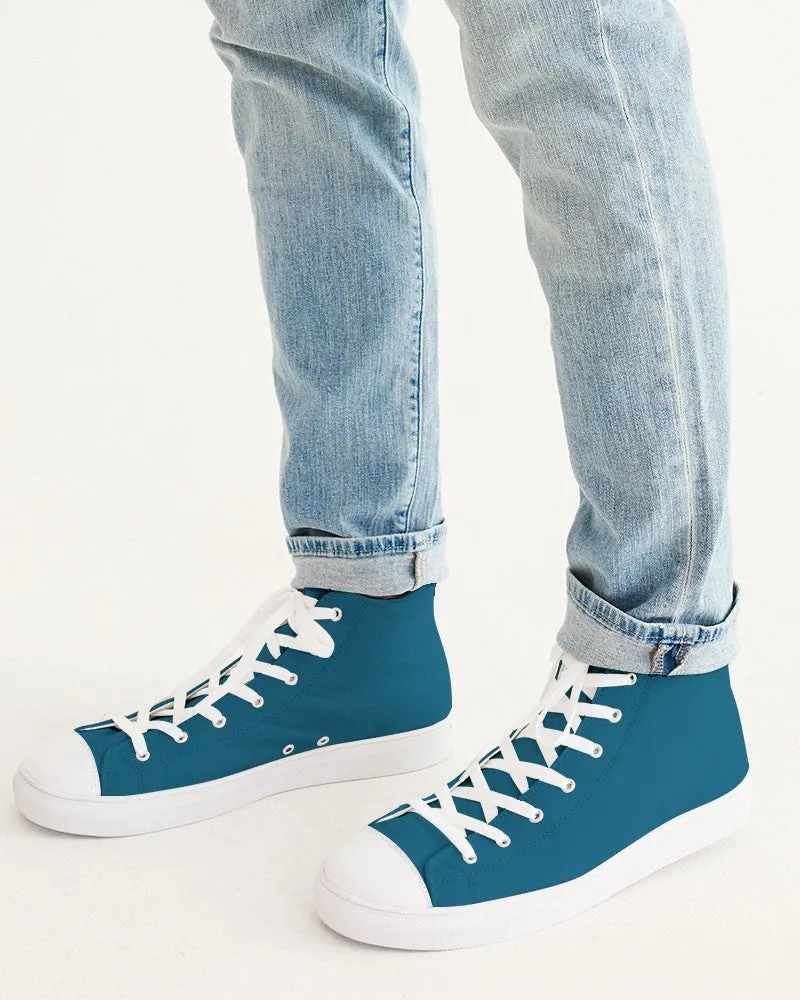 Medium Dark Cyan Men's High-top Canvas Sneakers | Men's | Medium Dark Pure Cyan | C100M0Y0K60