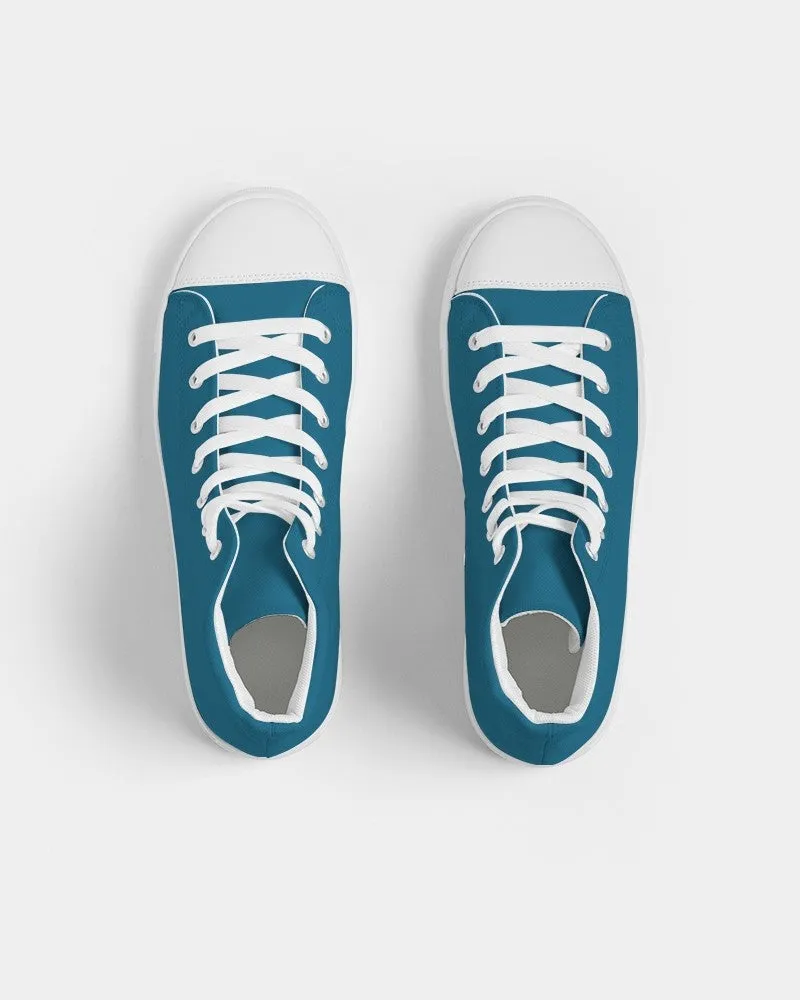 Medium Dark Cyan Men's High-top Canvas Sneakers | Men's | Medium Dark Pure Cyan | C100M0Y0K60