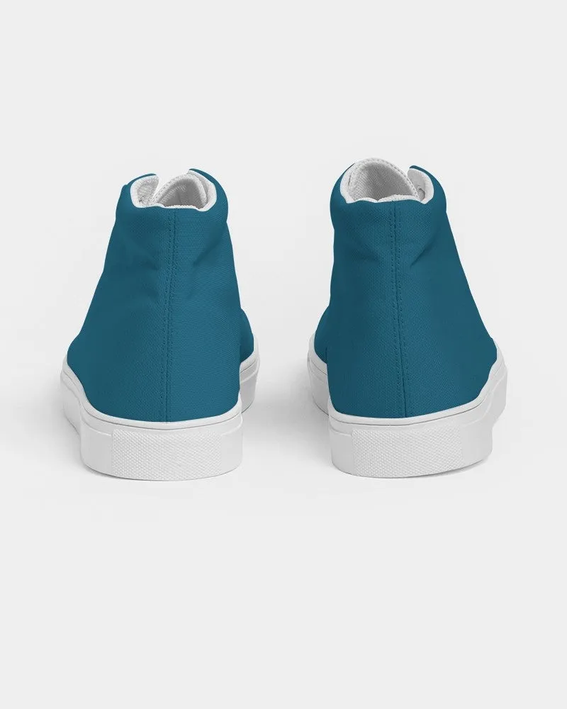 Medium Dark Cyan Men's High-top Canvas Sneakers | Men's | Medium Dark Pure Cyan | C100M0Y0K60