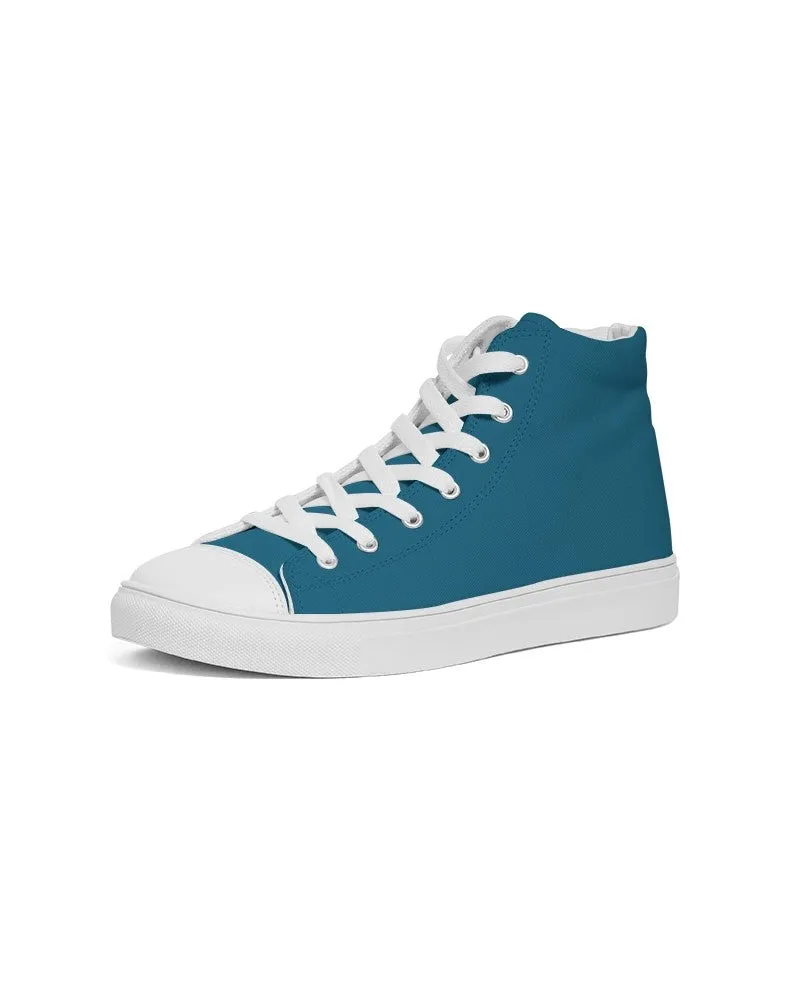 Medium Dark Cyan Men's High-top Canvas Sneakers | Men's | Medium Dark Pure Cyan | C100M0Y0K60