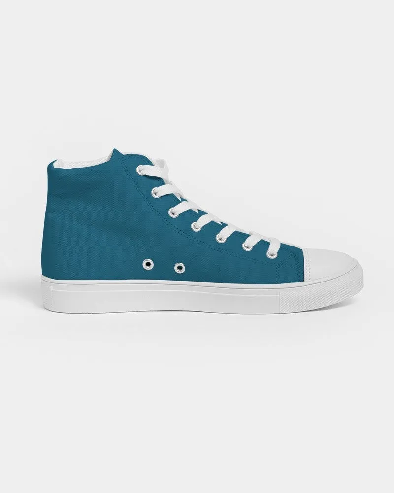 Medium Dark Cyan Men's High-top Canvas Sneakers | Men's | Medium Dark Pure Cyan | C100M0Y0K60