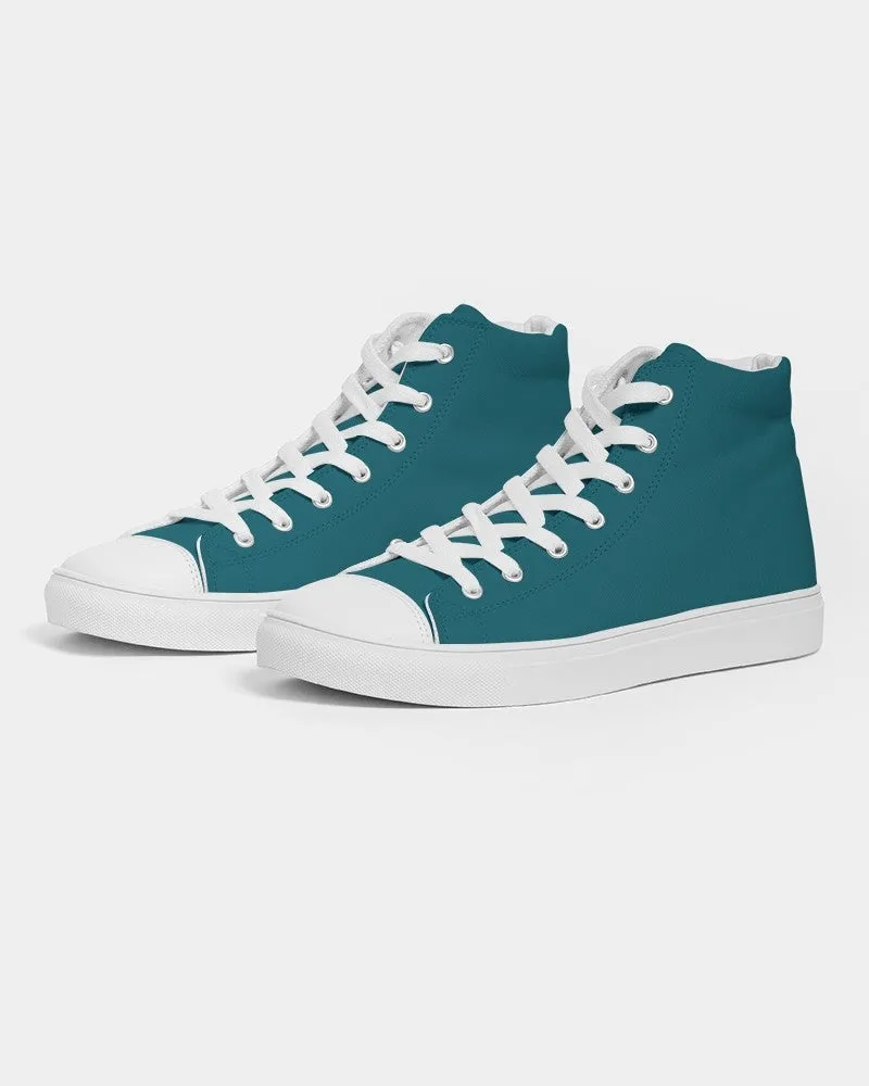 Medium Dark Warm Cyan Men's High-top Canvas Sneakers | Men's | Medium Dark Pure Warm Cyan | C100M0Y25K60