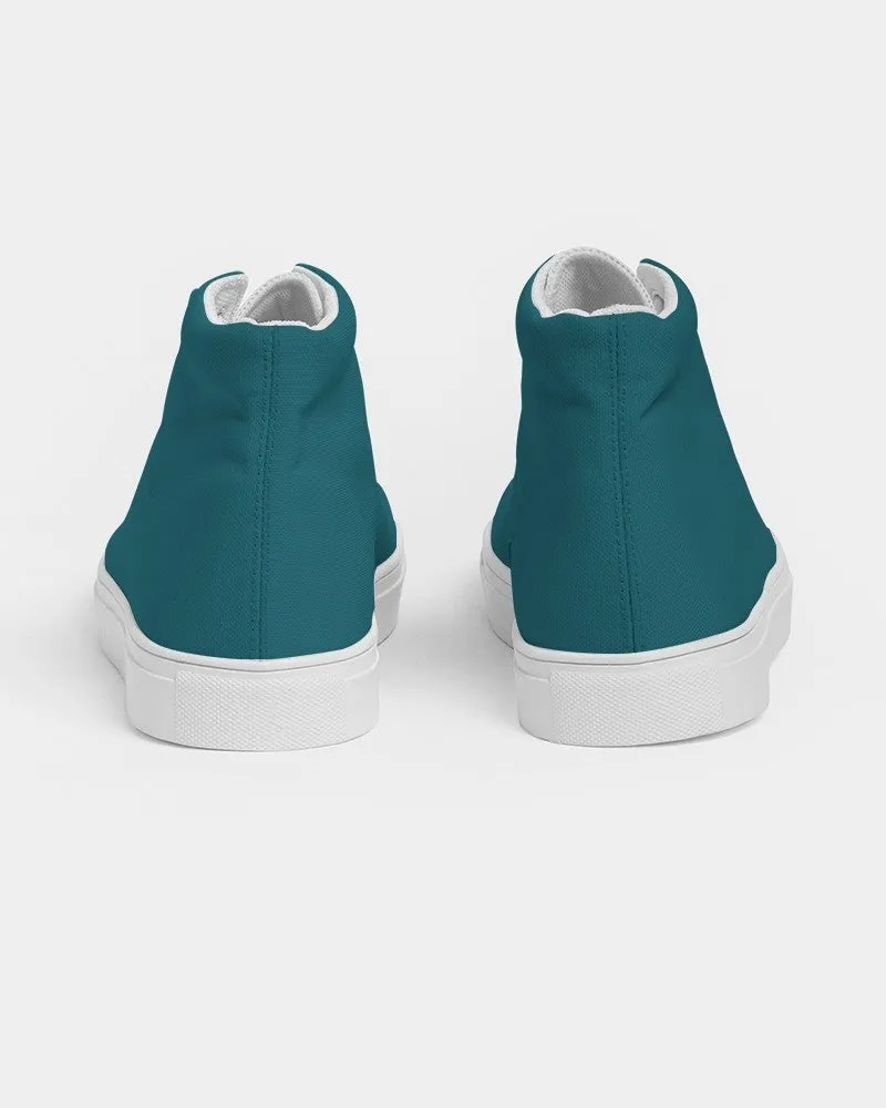 Medium Dark Warm Cyan Men's High-top Canvas Sneakers | Men's | Medium Dark Pure Warm Cyan | C100M0Y25K60