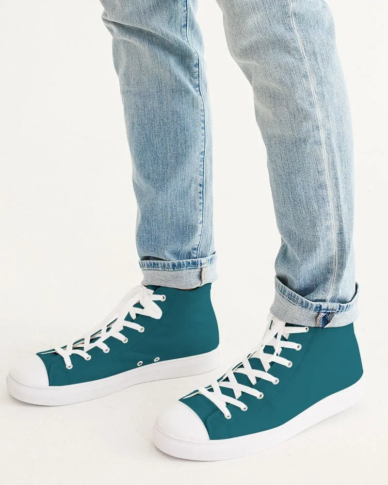 Medium Dark Warm Cyan Men's High-top Canvas Sneakers | Men's | Medium Dark Pure Warm Cyan | C100M0Y25K60