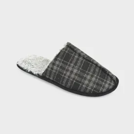 Mens Grey Fur Lined Mule Slipper