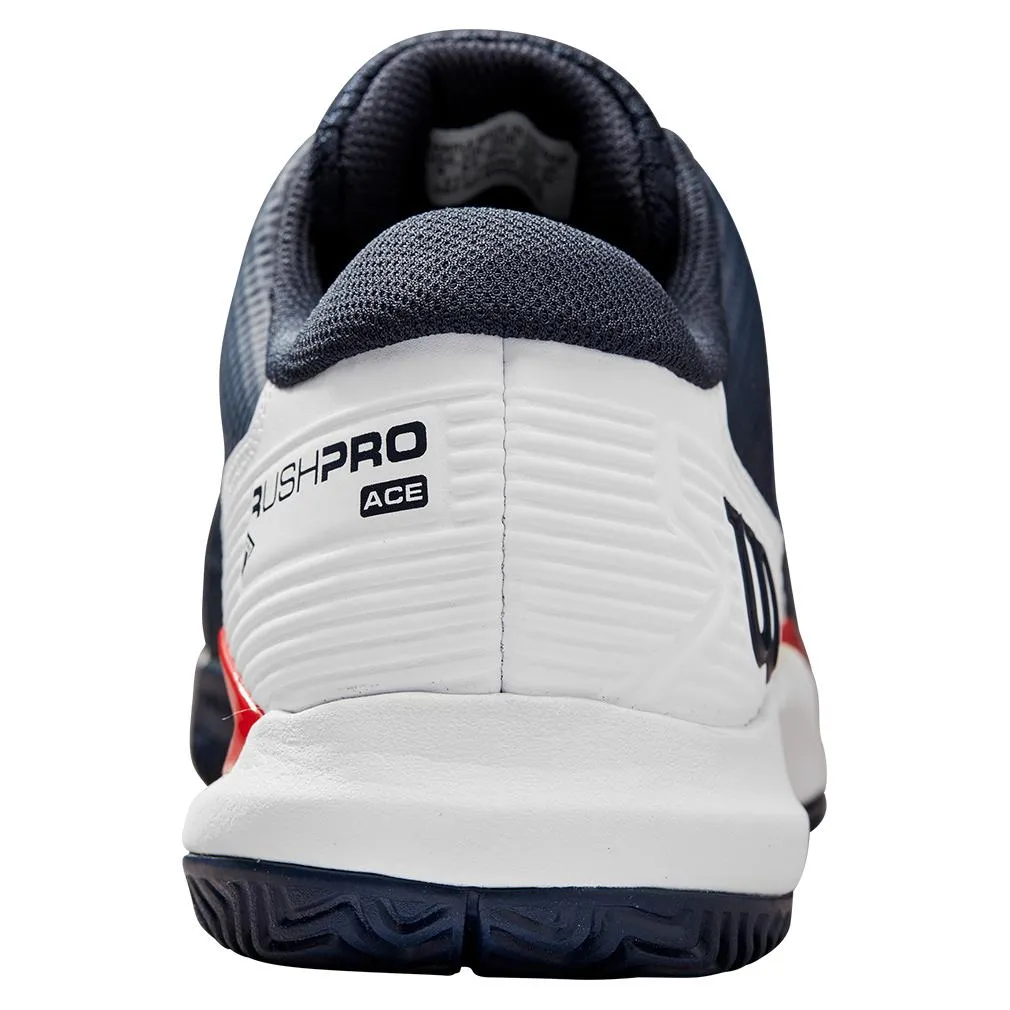 Men's Rush Pro Ace Wide Tennis Shoes Navy Blazer and White