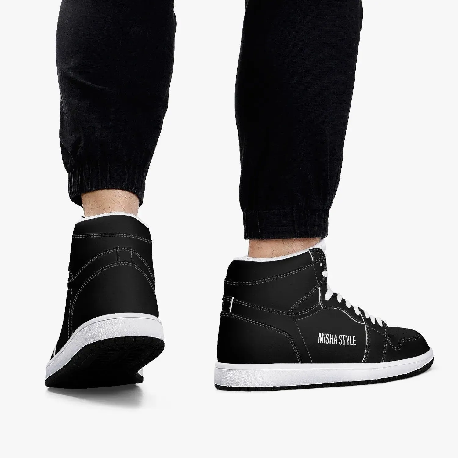 Misha Black High-Top Leather Sneakers