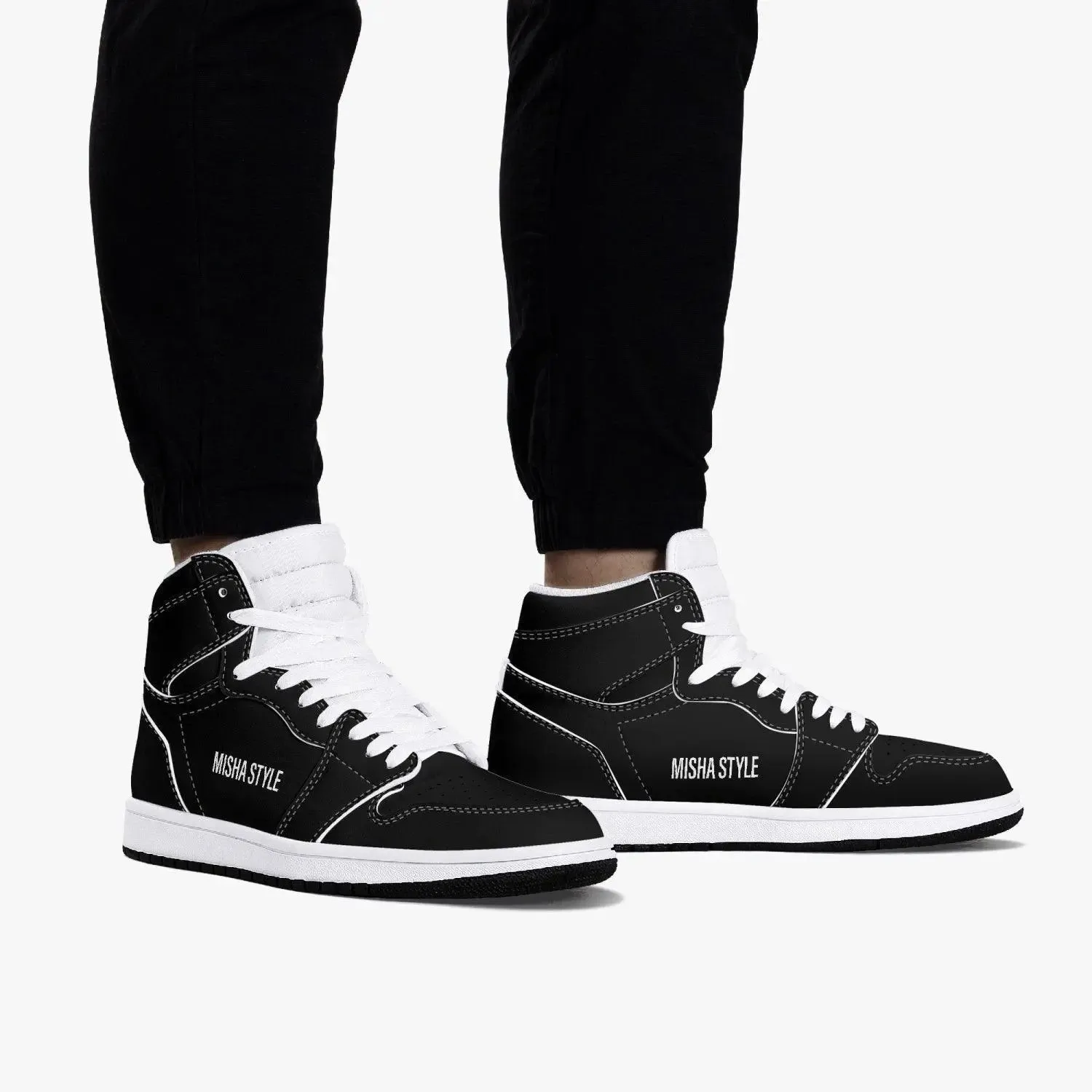 Misha Black High-Top Leather Sneakers