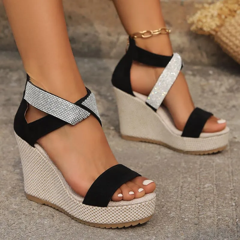 Pleasures and Sins Ladies Open Toe High Wedge Sandals