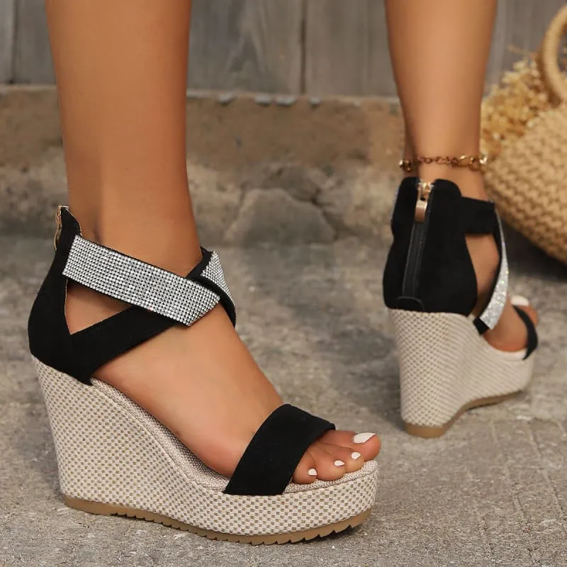 Pleasures and Sins Ladies Open Toe High Wedge Sandals