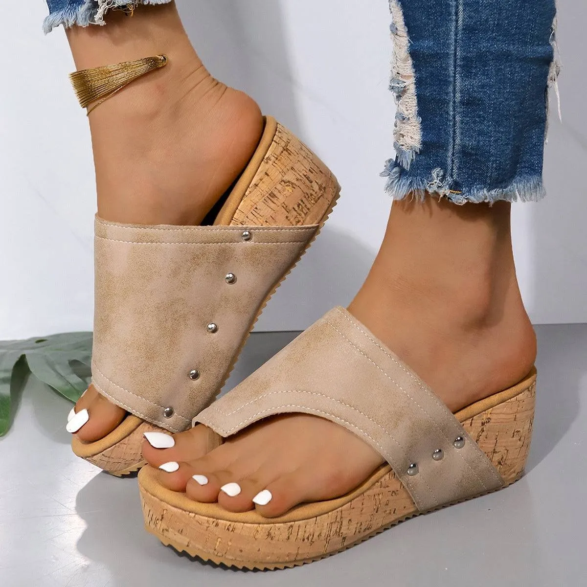 PU Leather Wedge Sandals