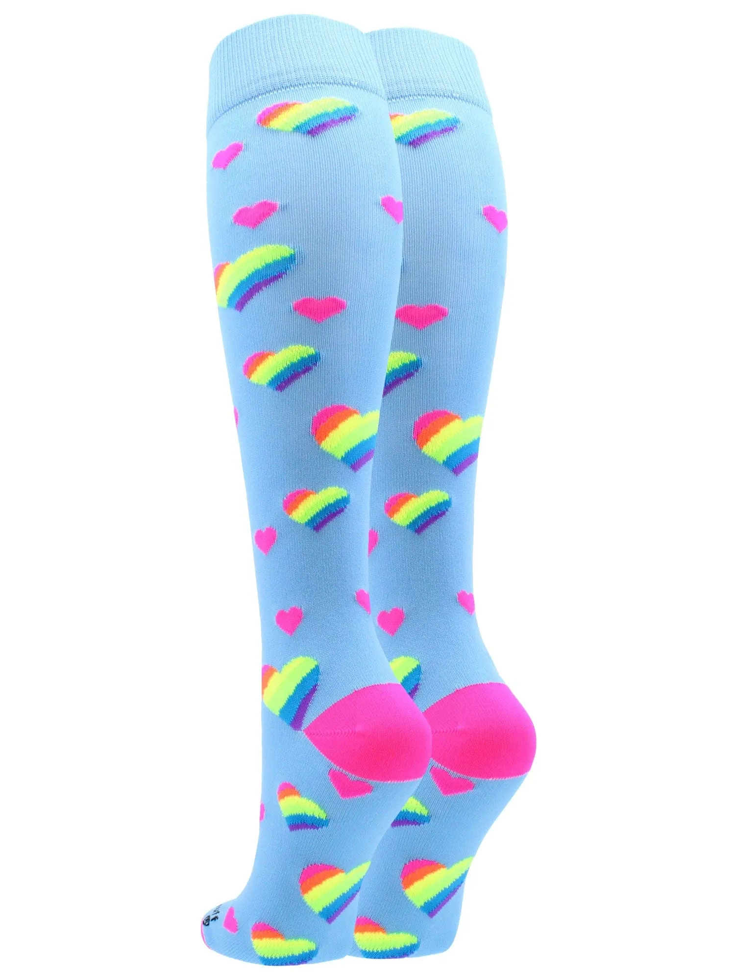 Rainbow Hearts Tall Socks for Soccer Softball