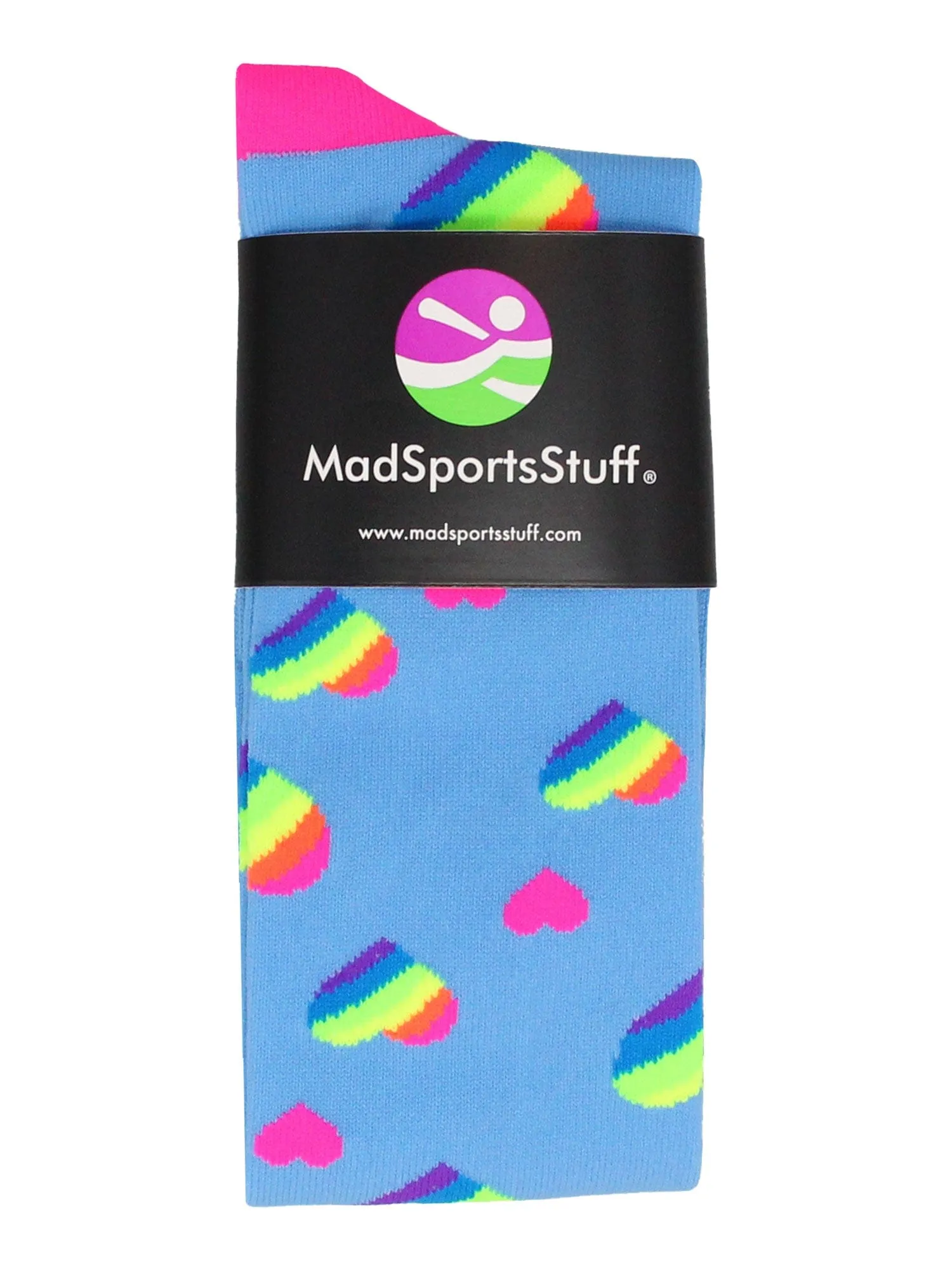 Rainbow Hearts Tall Socks for Soccer Softball