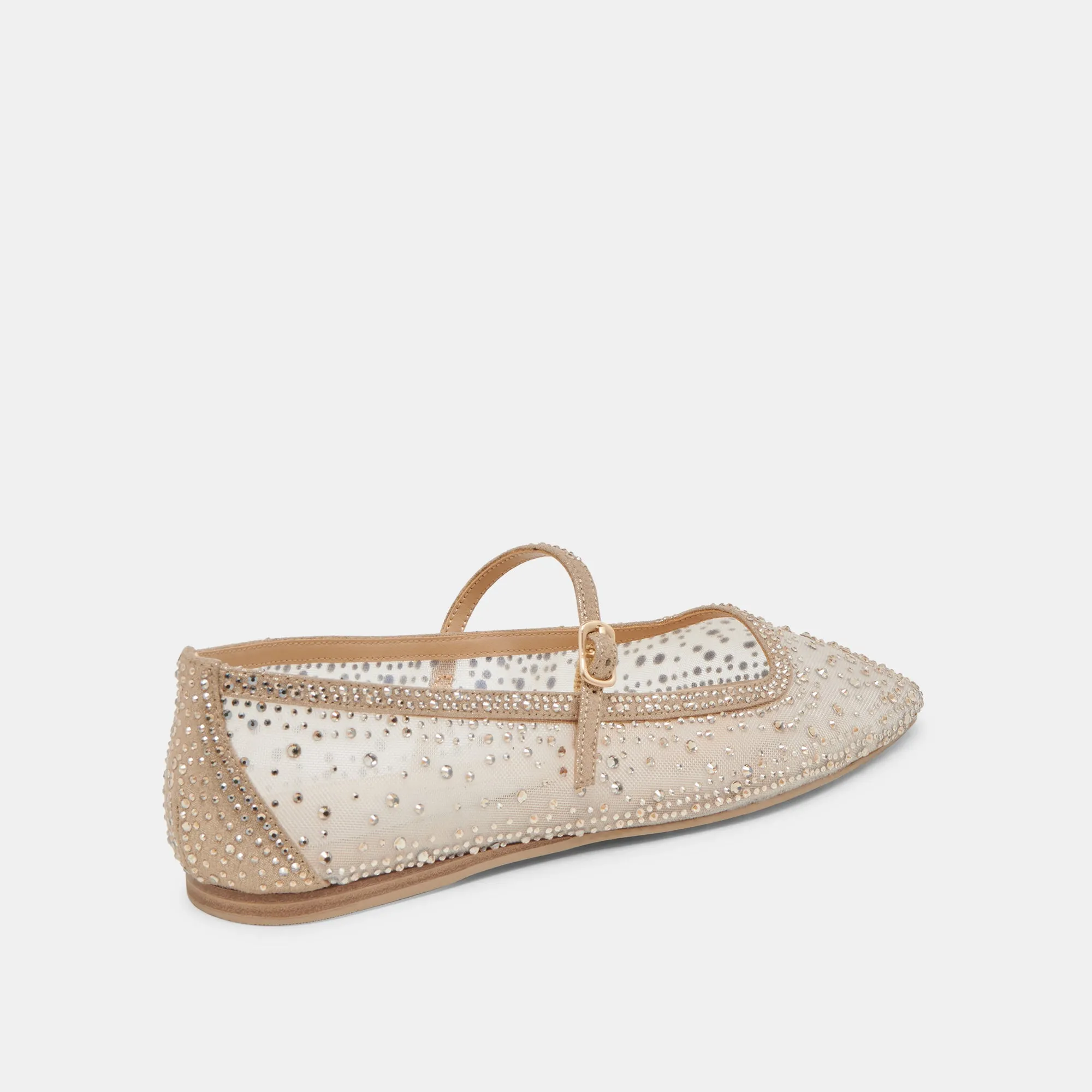 REYES CRYSTAL BALLET FLATS GOLD MESH