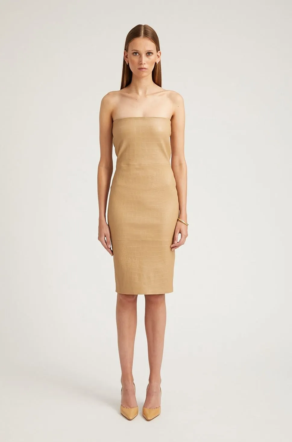 Sahara Embossed Leather Pencil Dress