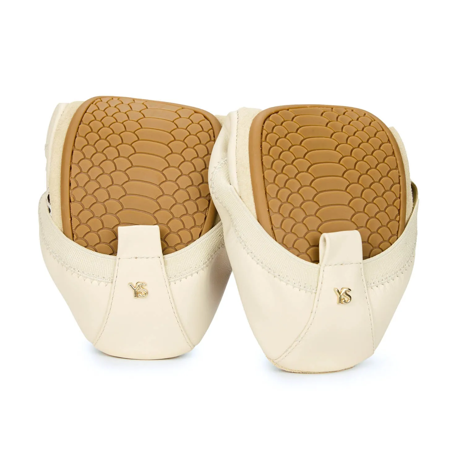 Samantha Foldable Ballet Flat in Bone & Snake