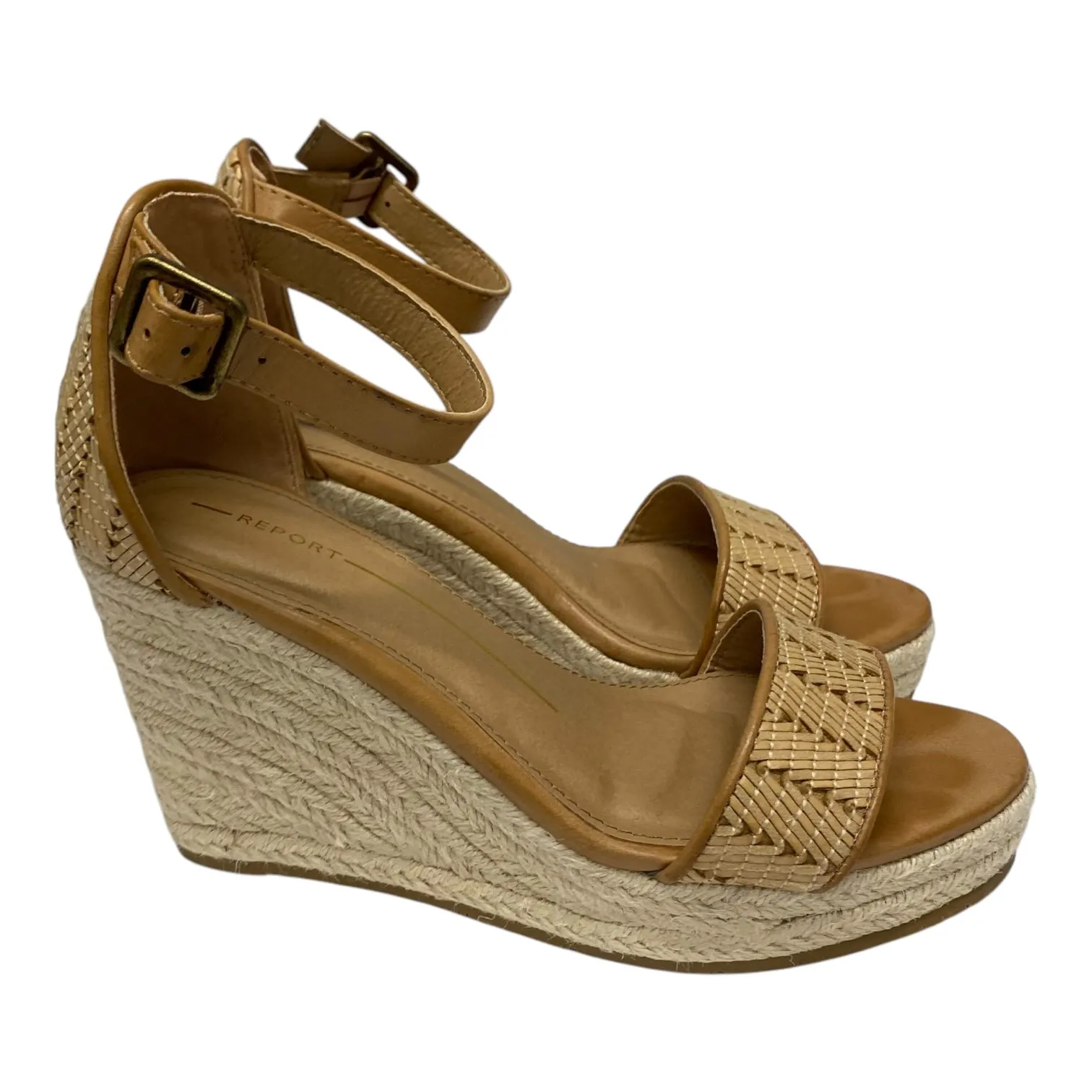 Sandals Heels Wedge By Report In Tan, Size:7