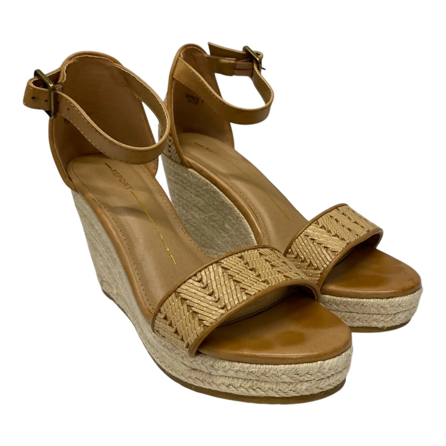 Sandals Heels Wedge By Report In Tan, Size:7