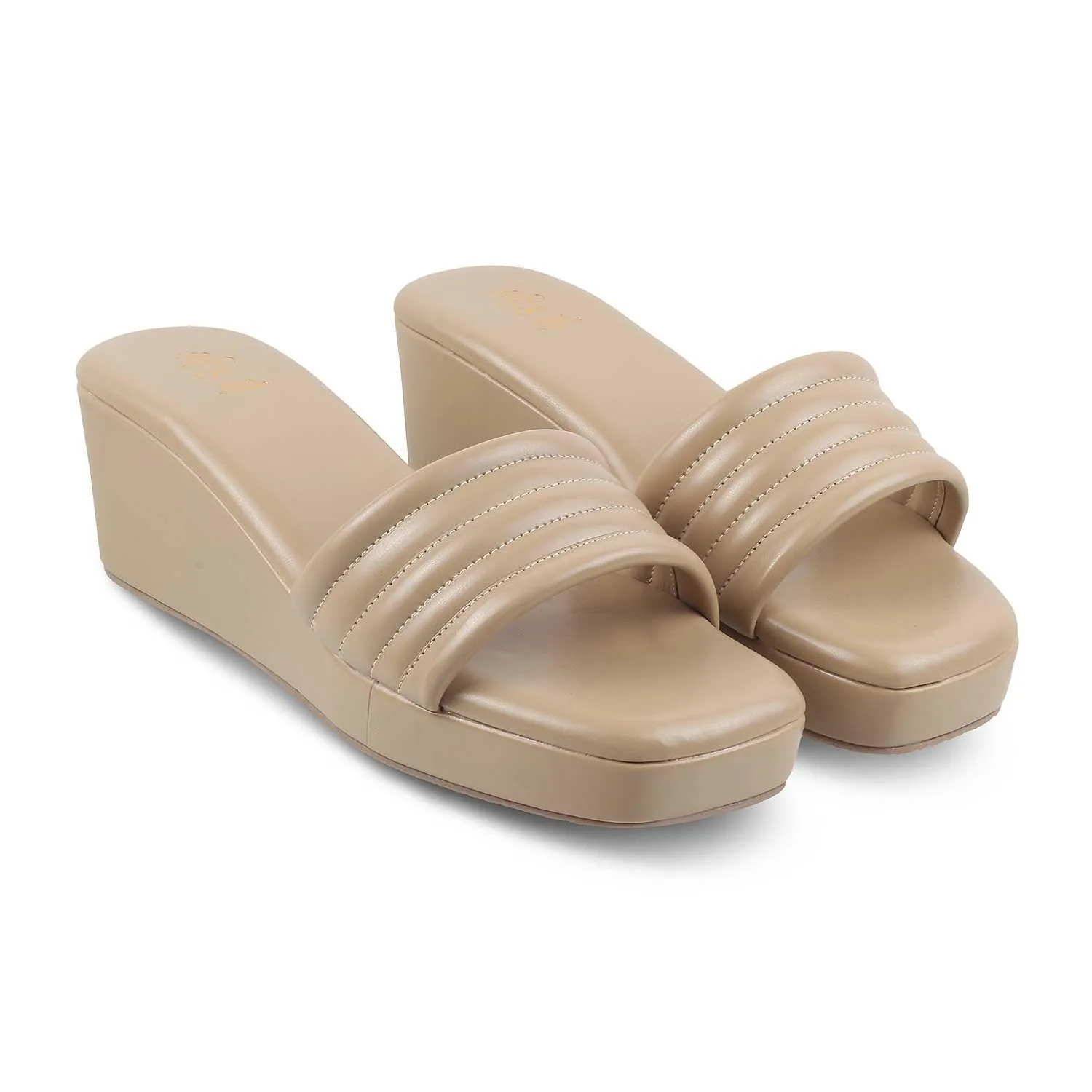 The Skyler Beige Women's Casual Wedge Heel Sandals Tresmode