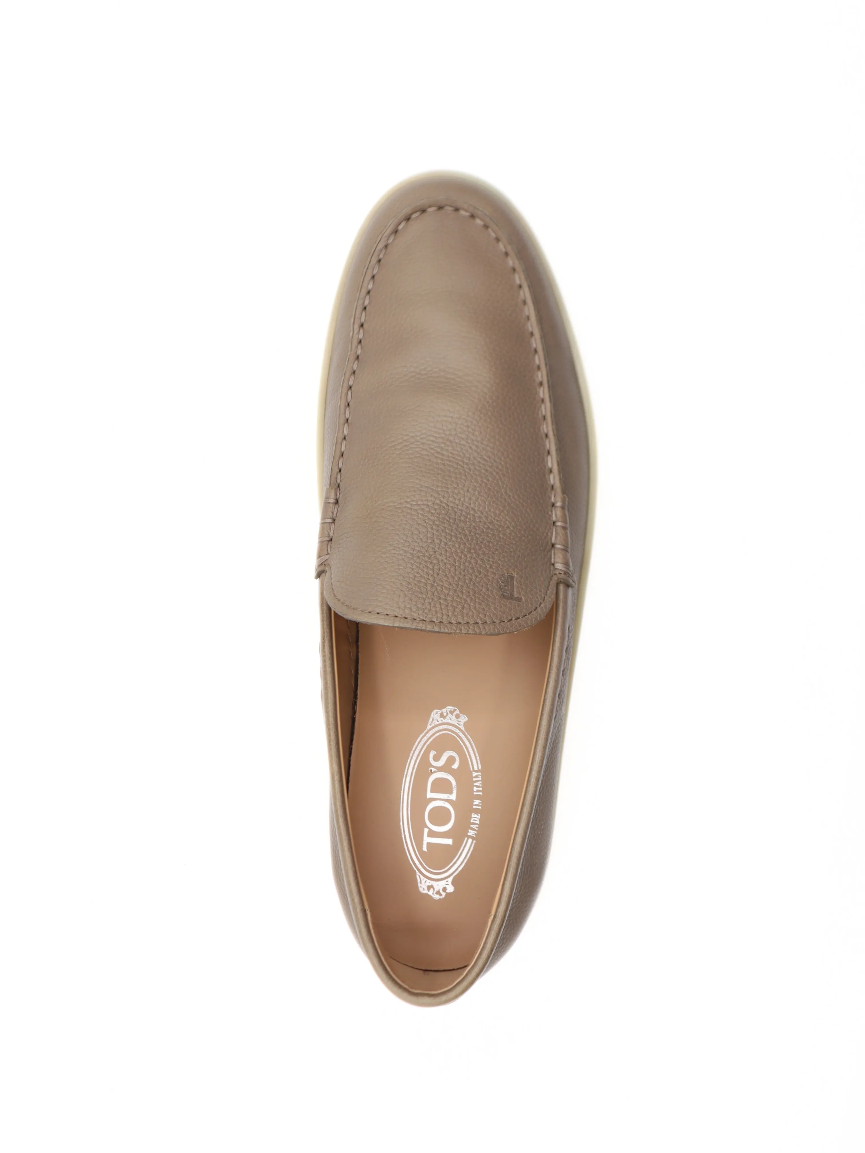 Tods Mens Beige Leather Grained Slip On Espadrille