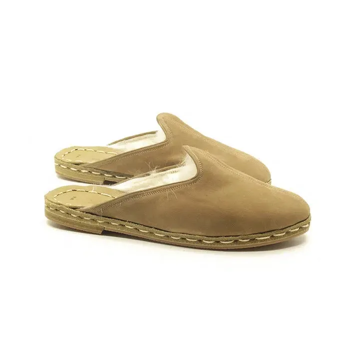 Winter Sheepskin Slippers Nubuck Brown Women's