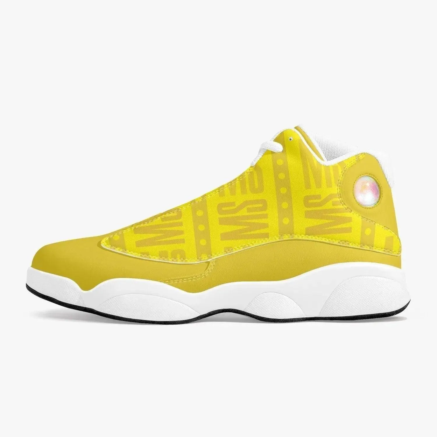 Women High-Top Leather Yellow Basketball Sneakers