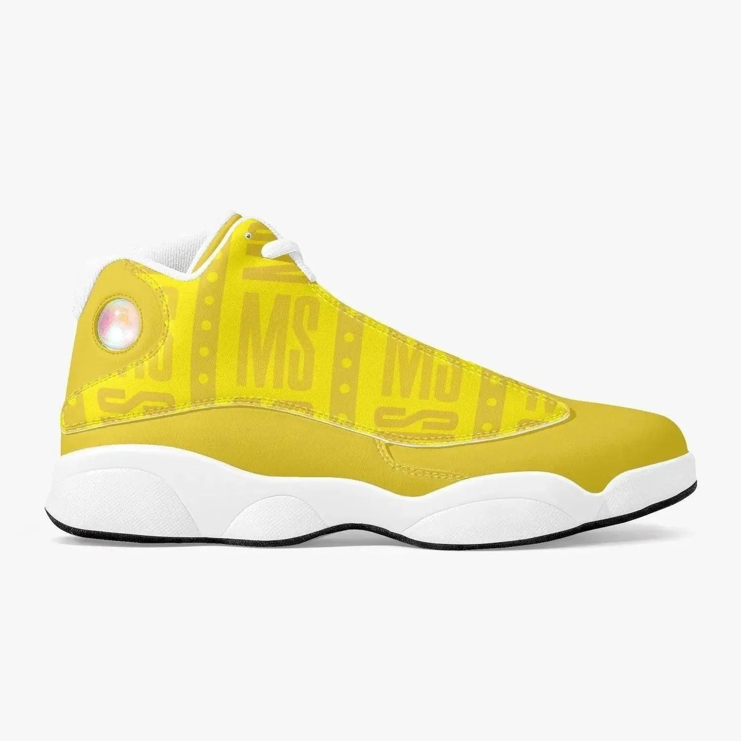 Women High-Top Leather Yellow Basketball Sneakers