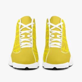 Women High-Top Leather Yellow Basketball Sneakers