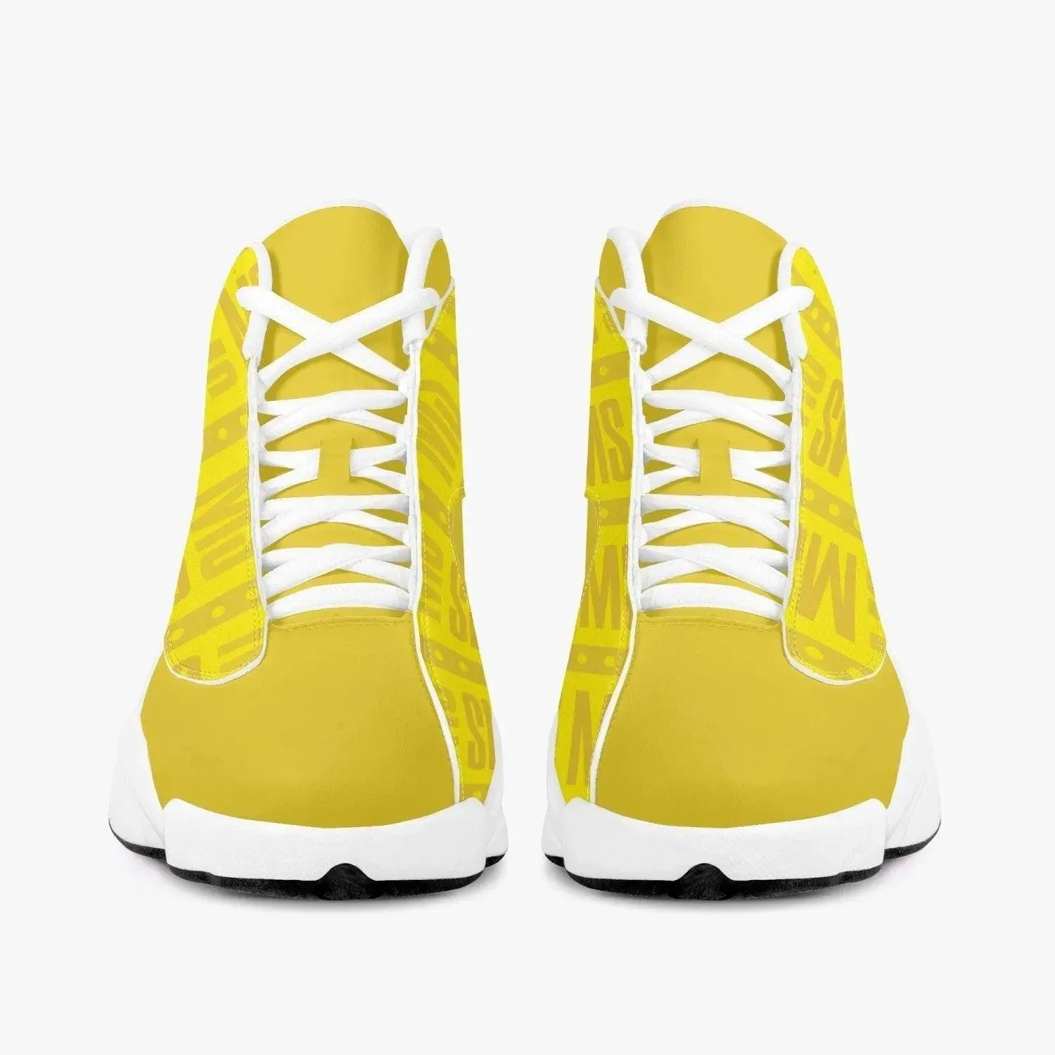 Women High-Top Leather Yellow Basketball Sneakers