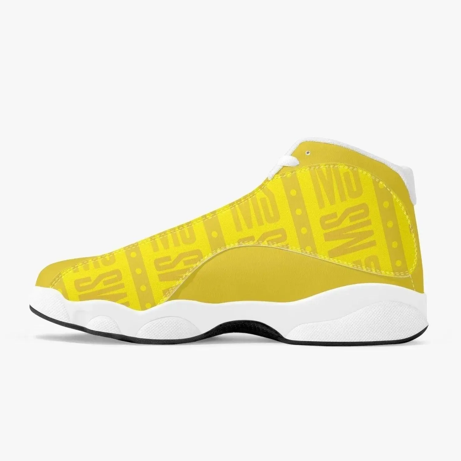 Women High-Top Leather Yellow Basketball Sneakers