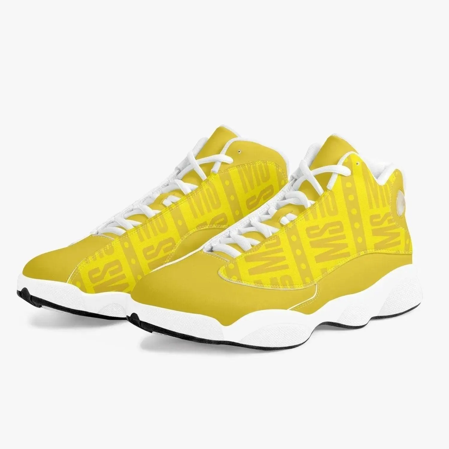 Women High-Top Leather Yellow Basketball Sneakers