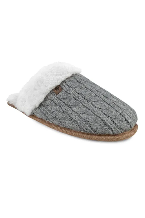 Women's Aria Cable Knit Faux Fur lined Scuff Slippers