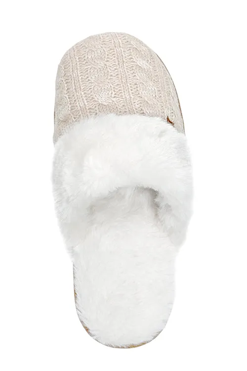 Women's Aria Cable Knit Faux Fur lined Scuff Slippers