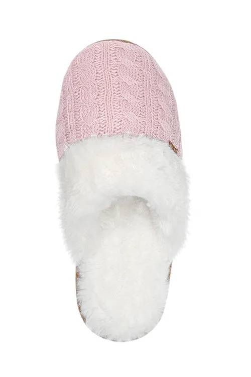 Women's Aria Cable Knit Faux Fur lined Scuff Slippers