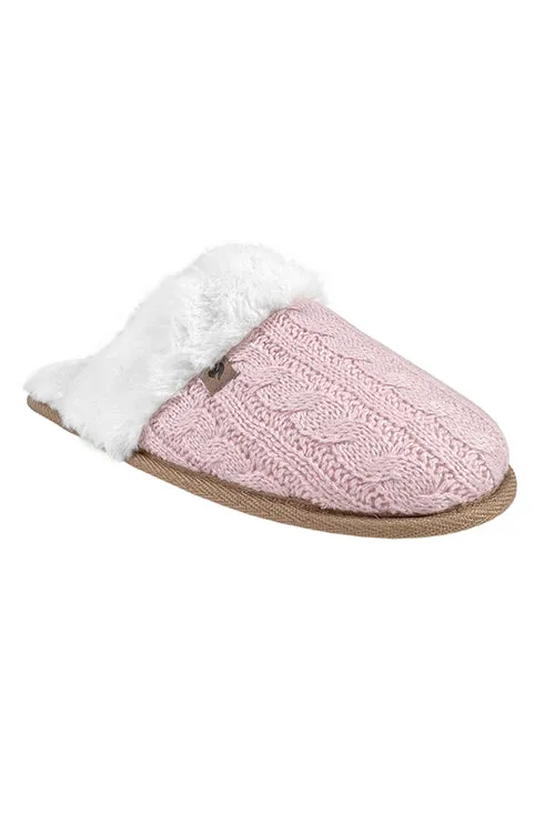 Women's Aria Cable Knit Faux Fur lined Scuff Slippers