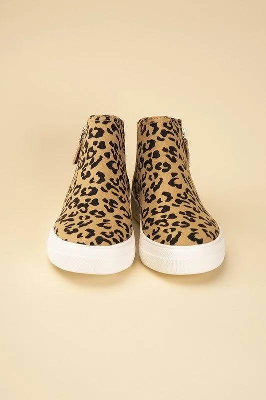 Womens High Top Leopard Sneakers Shoes