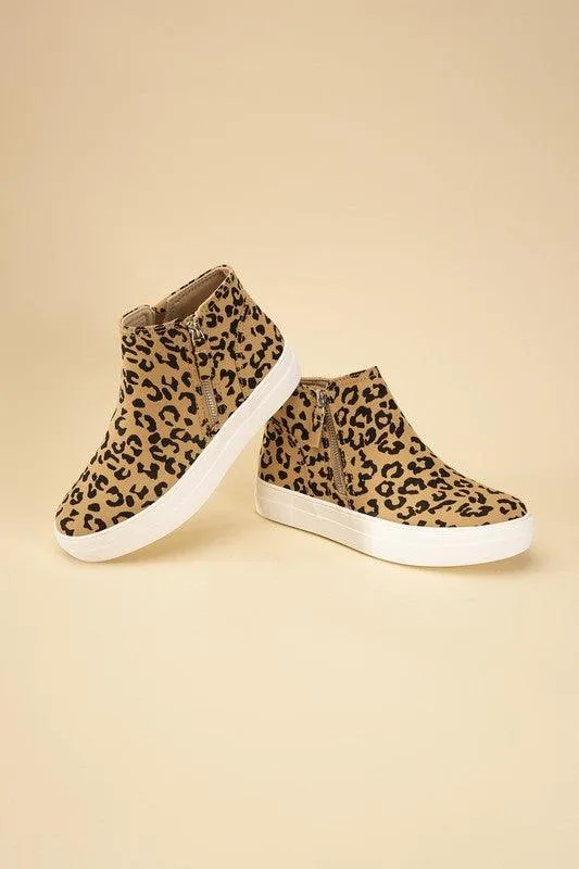 Womens High Top Leopard Sneakers Shoes