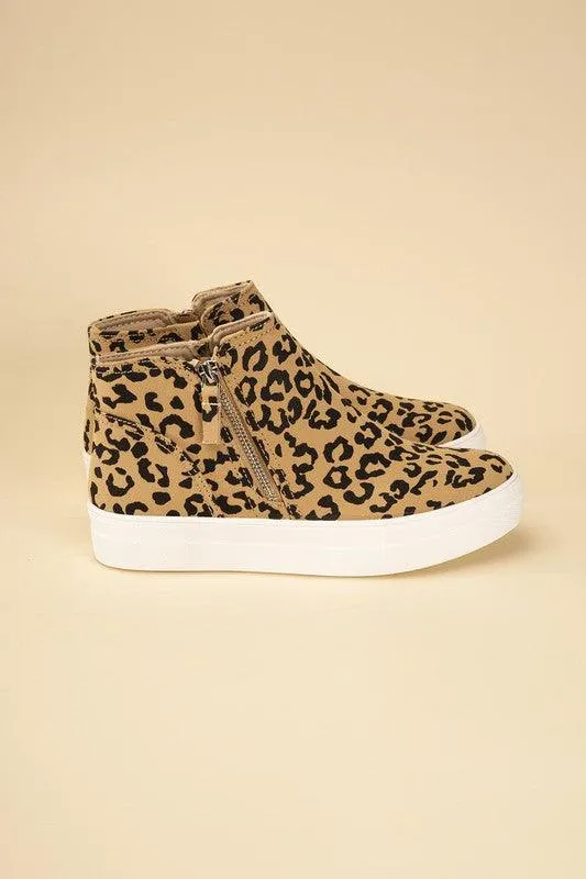 Womens High Top Leopard Sneakers Shoes